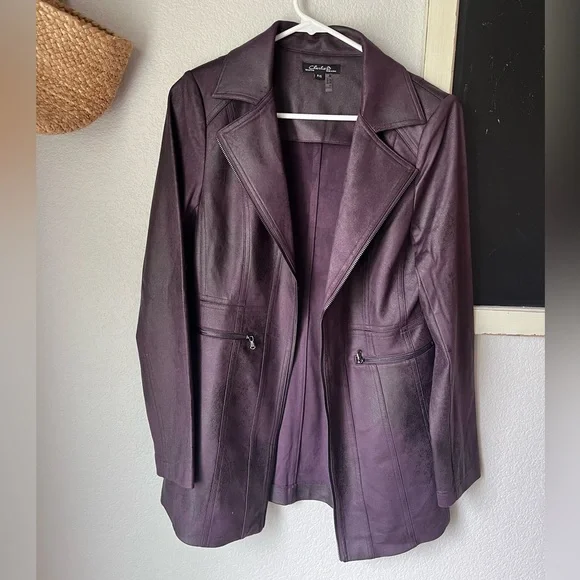 Charlie B Long Faux‎ Suede Moto Jacket - Plum